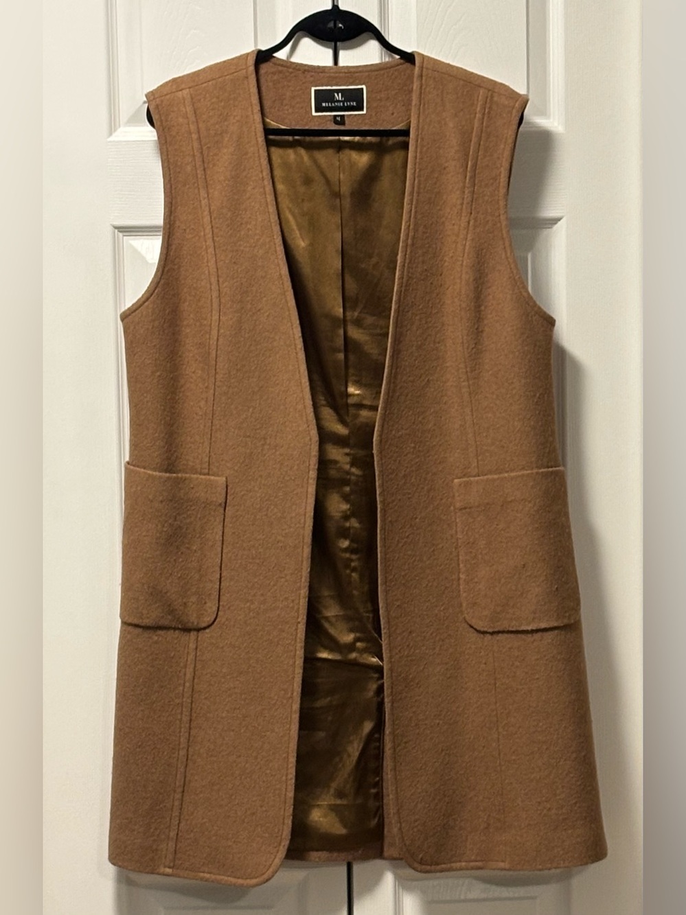 Wool Blend Sleeveless Camel Vest